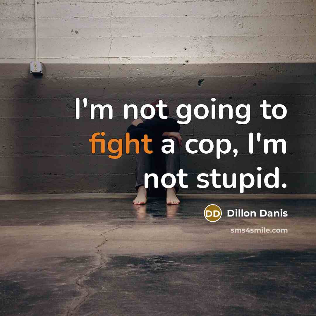 “I'm not going to fight a cop, I'm not stupid.” quote by Dillon Danis