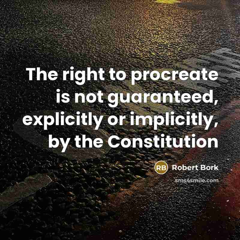 “The right to procreate is not guaranteed, explicitly or implicitly, by the Constitution” quote by Robert Bork