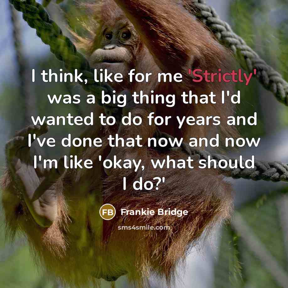 “I think, like for me 'Strictly' was a big thing that I'd wanted to do for years and I've done that now and now I'm like 'okay, what should I do?'” quote by Frankie Bridge