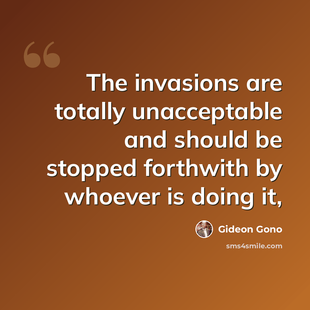 “The invasions are totally unacceptable and should be stopped forthwith by whoever is doing it,” quote by Gideon Gono