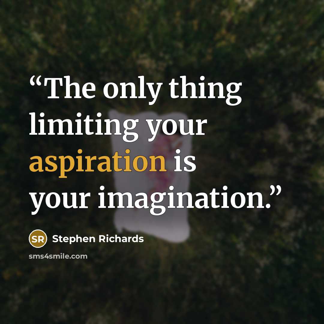 “The only thing limiting your aspiration is your imagination.” quote by Stephen Richards