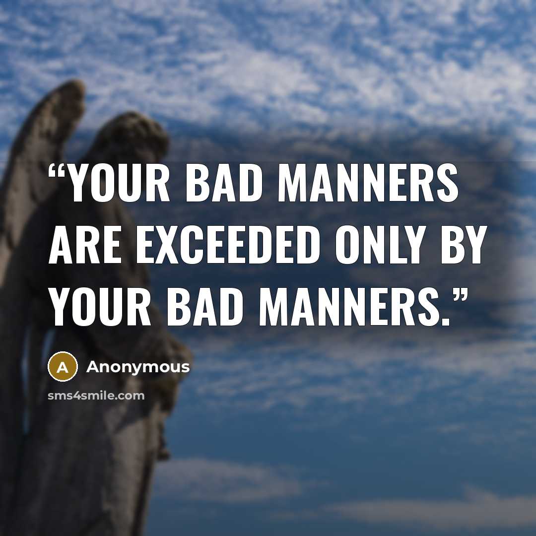 “Your bad manners are exceeded only by your bad manners.” quote by Anonymous