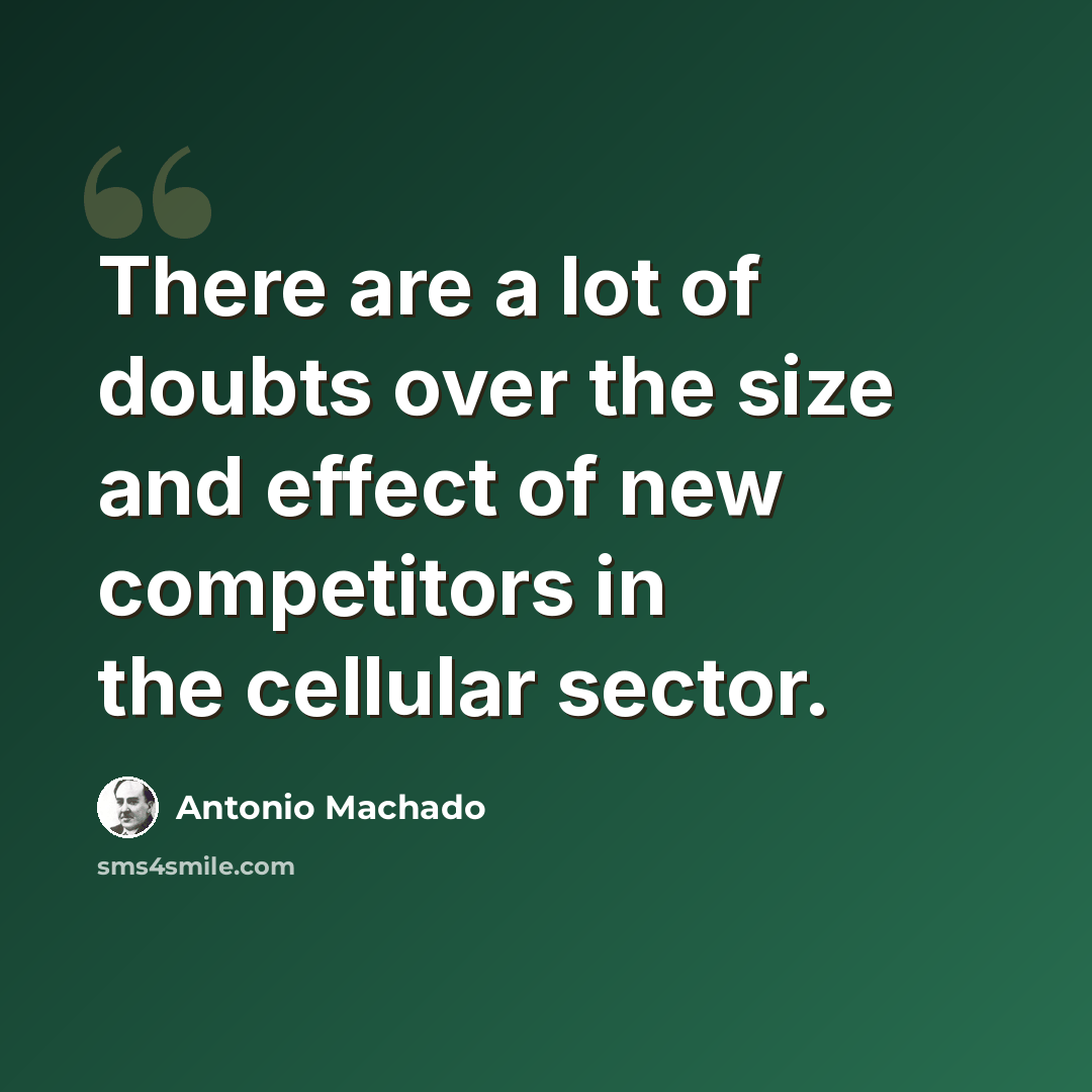 “There are a lot of doubts over the size and effect of new competitors in the cellular sector.” quote by Antonio Machado