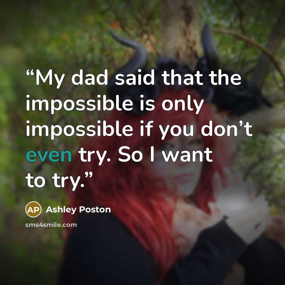 “My dad said that the impossible is only impossible if you don’t even try. So I want to try.” quote by Ashley Poston