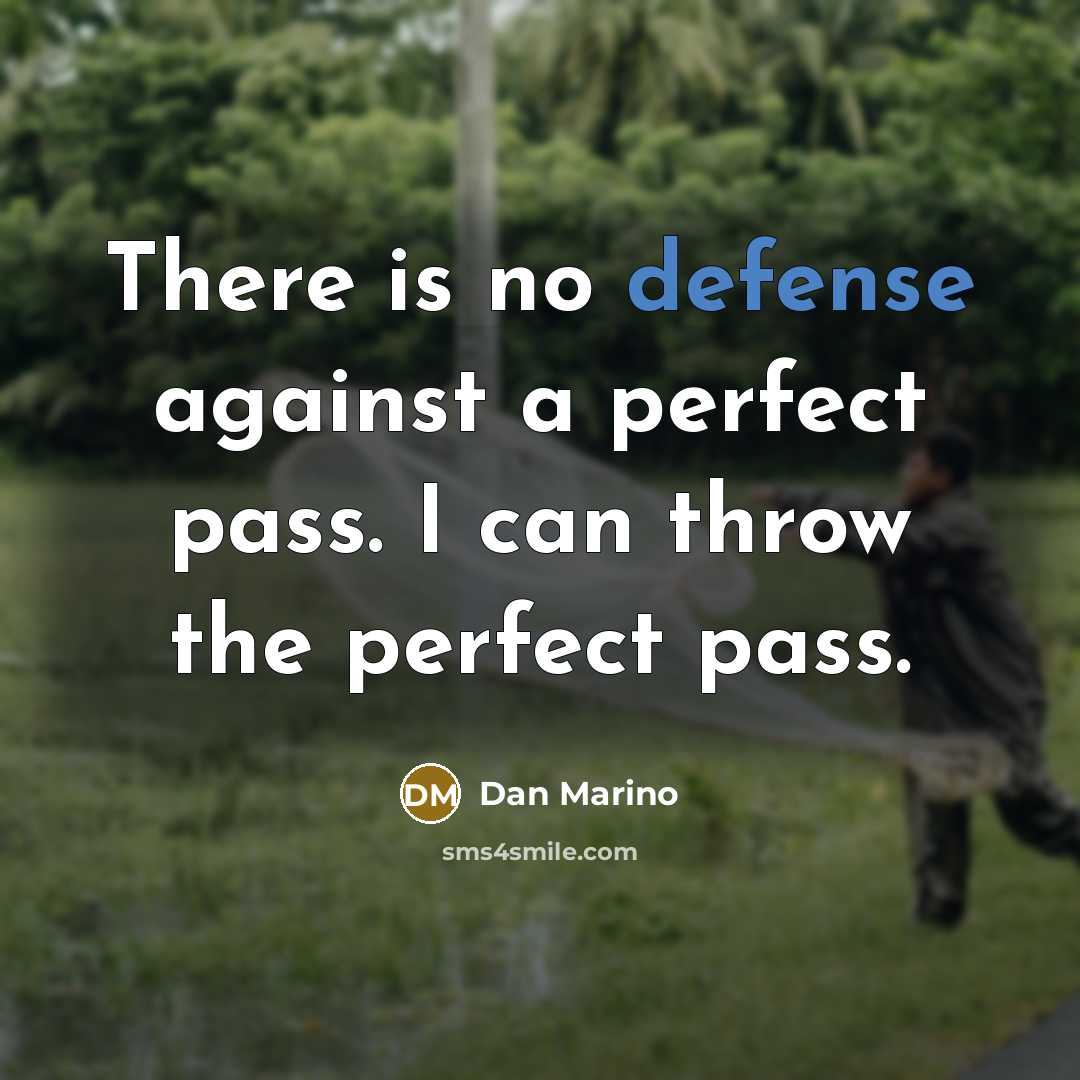 “There is no defense against a perfect pass. I can throw the perfect pass.” quote by Dan Marino