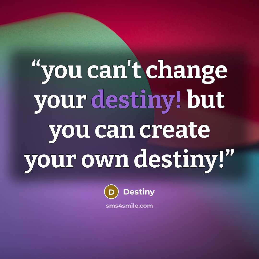 “you can't change your destiny! but you can create your own destiny!” quote by Destiny