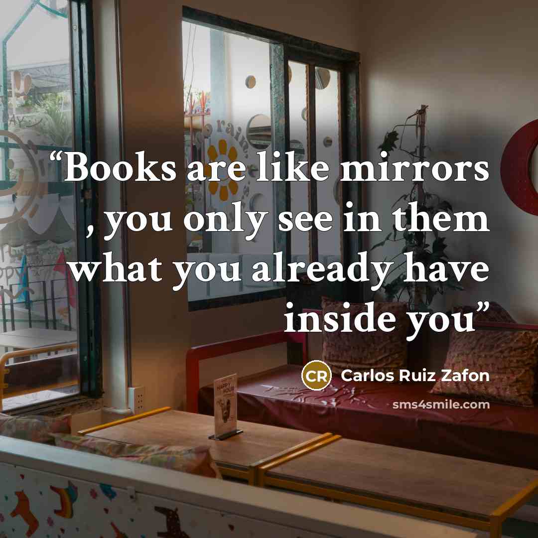“Books are like mirrors , you only see in them what you already have inside you” quote by Carlos Ruiz Zafón