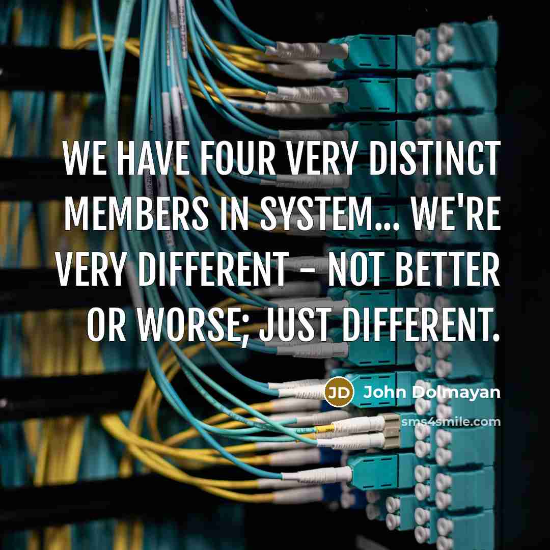 “We have four very distinct members in System... We're very different - not better or worse; just different.” quote by John Dolmayan