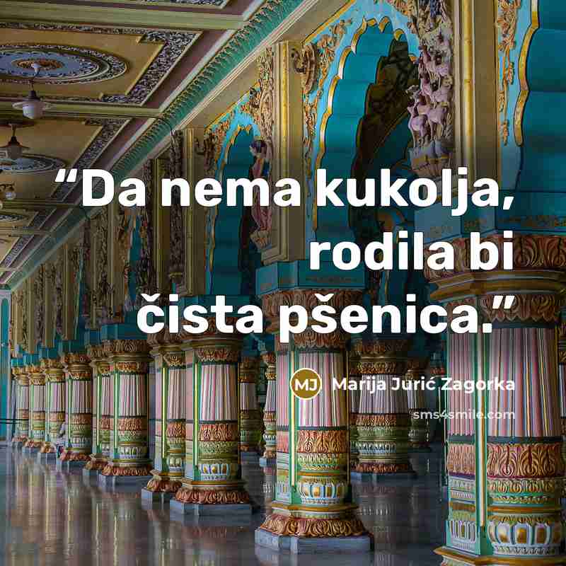 “Da nema kukolja, rodila bi čista pšenica.” quote by Marija Jurić Zagorka