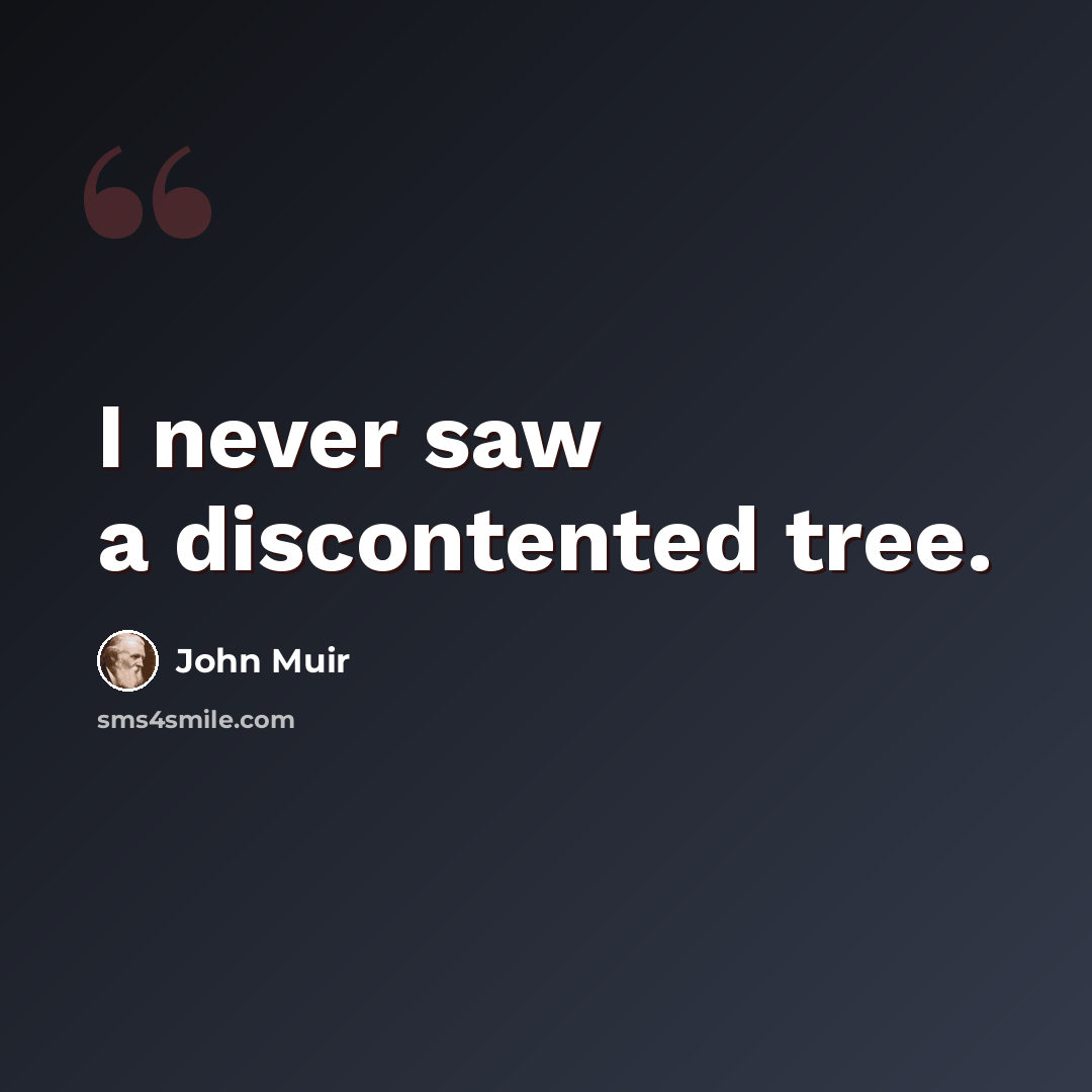 “I never saw a discontented tree.” quote by John Muir