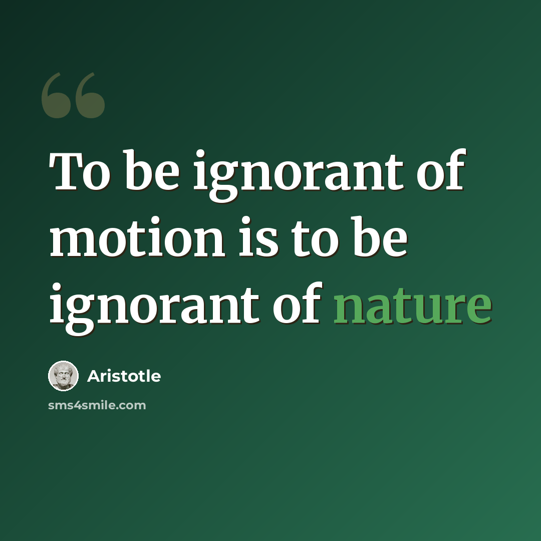 “To be ignorant of motion is to be ignorant of nature” quote by Aristotle