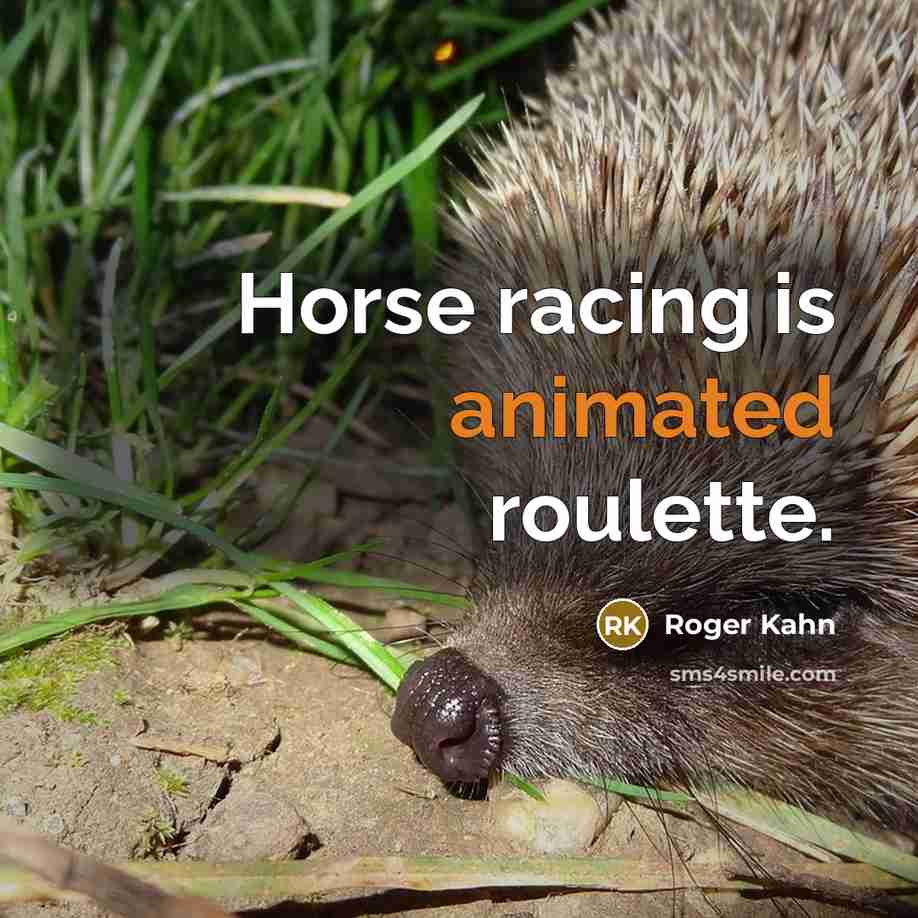 “Horse racing is animated roulette.” quote by Roger Kahn