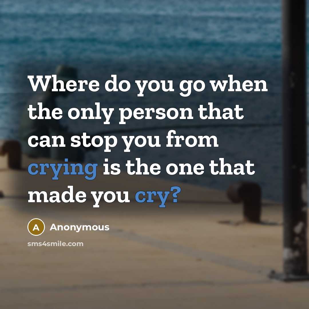 “Where do you go when the only person that can stop you from crying is the one that made you cry?” quote by Anonymous