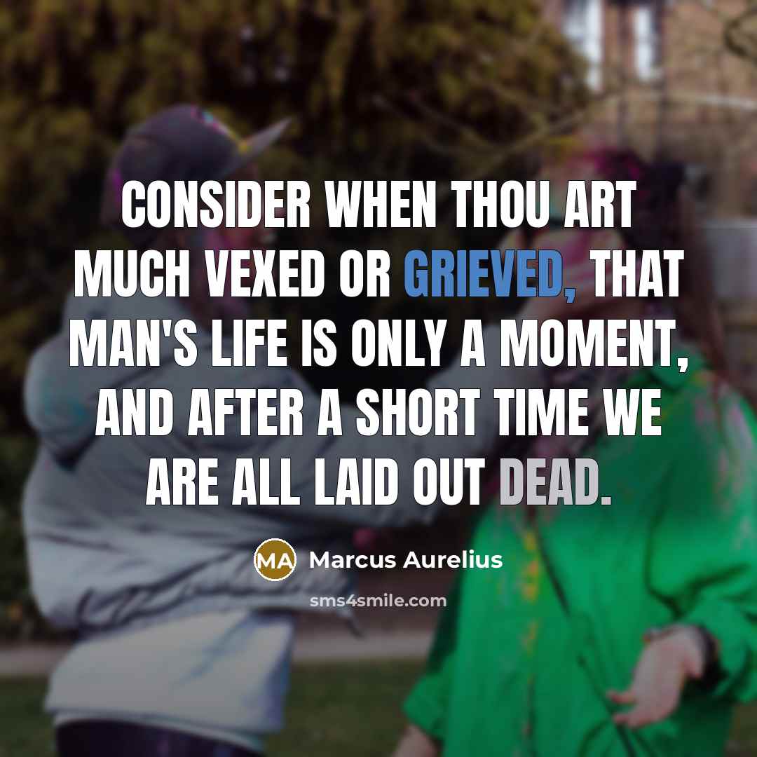 “Consider when thou art much vexed or grieved, that man's life is only a moment, and after a short time we are all laid out dead.” quote by Marcus Aurelius