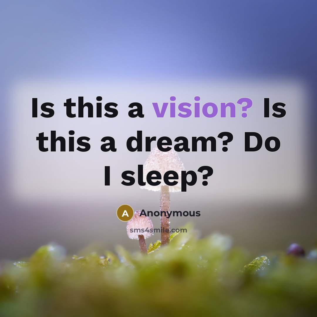 “Is this a vision? Is this a dream? Do I sleep?” quote by Anonymous
