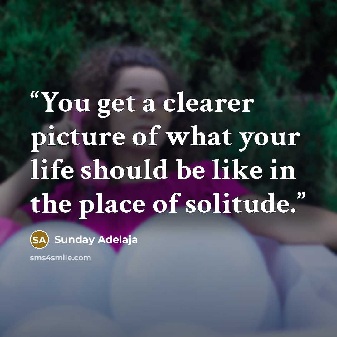 “You get a clearer picture of what your life should be like in the place of solitude.” quote by Sunday Adelaja