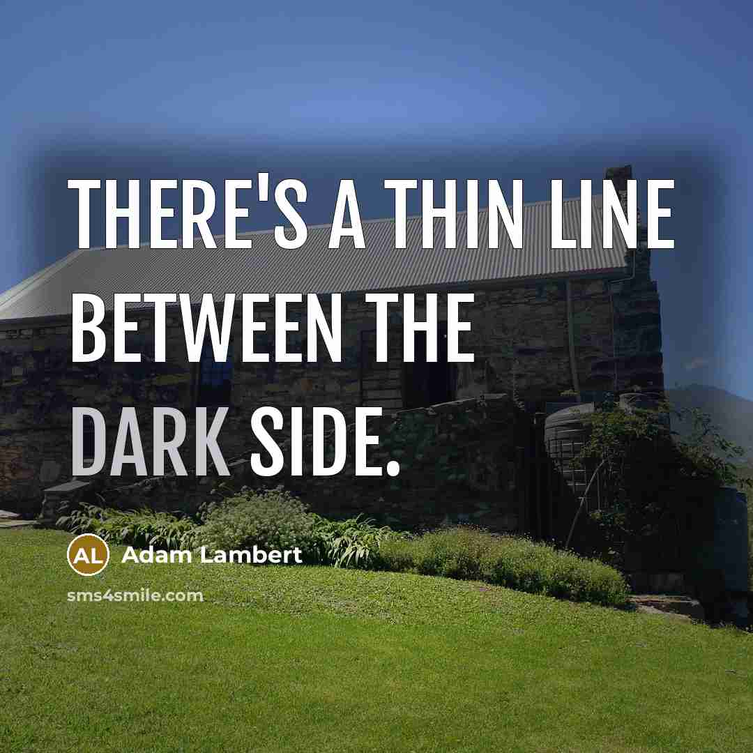 “There's a thin line between the dark side.” quote by Adam Lambert