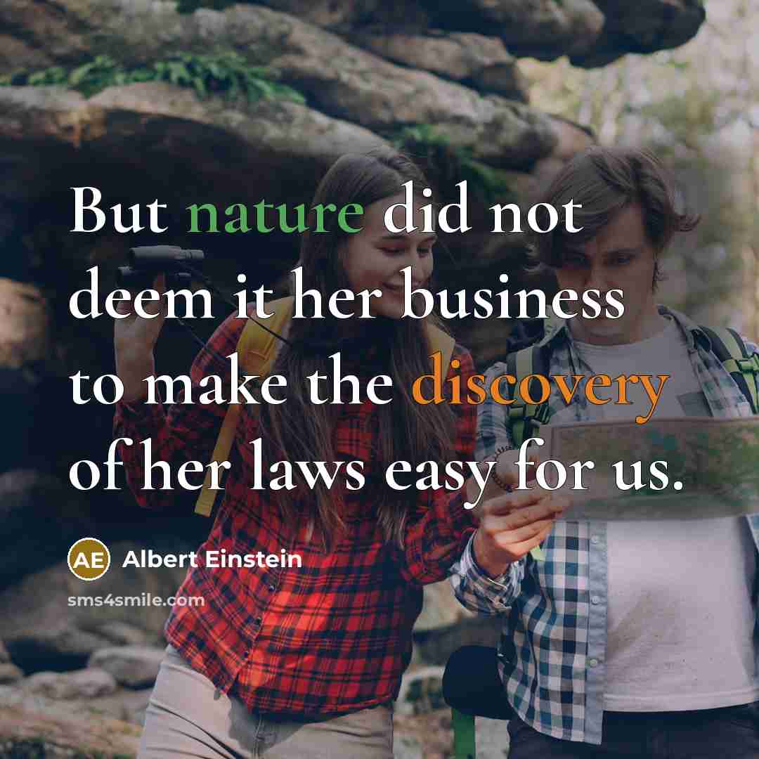 “But nature did not deem it her business to make the discovery of her laws easy for us.” quote by Albert Einstein