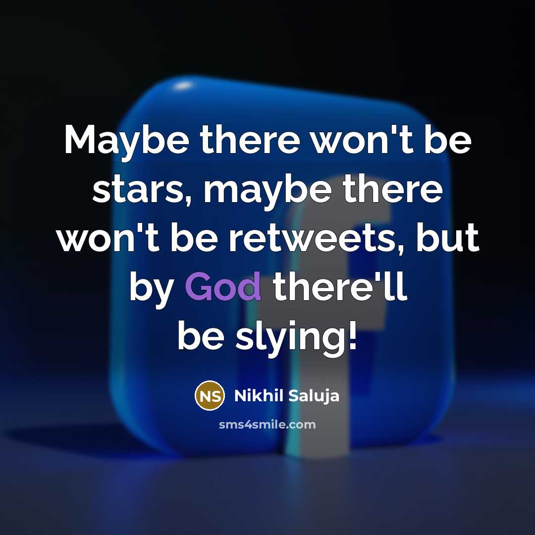 “Maybe there won't be stars, maybe there won't be retweets, but by God there'll be slying!” quote by Nikhil Saluja
