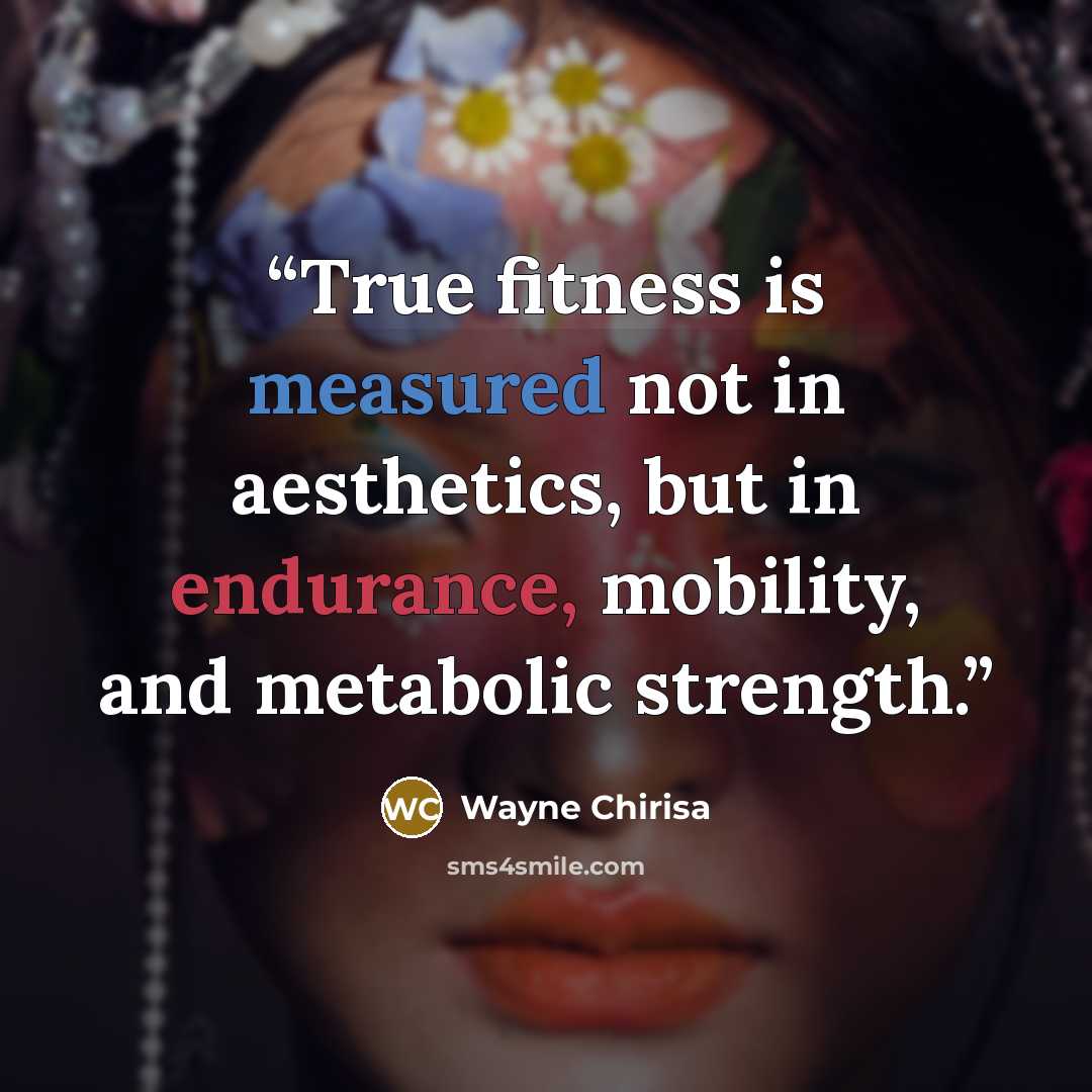 “True fitness is measured not in aesthetics, but in endurance, mobility, and metabolic strength.” quote by Wayne Chirisa