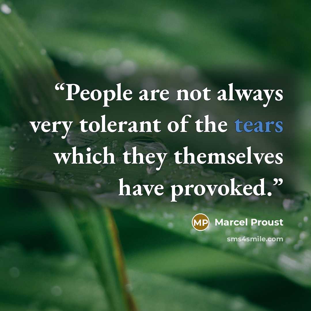 “People are not always very tolerant of the tears which they themselves have provoked.” quote by Marcel Proust