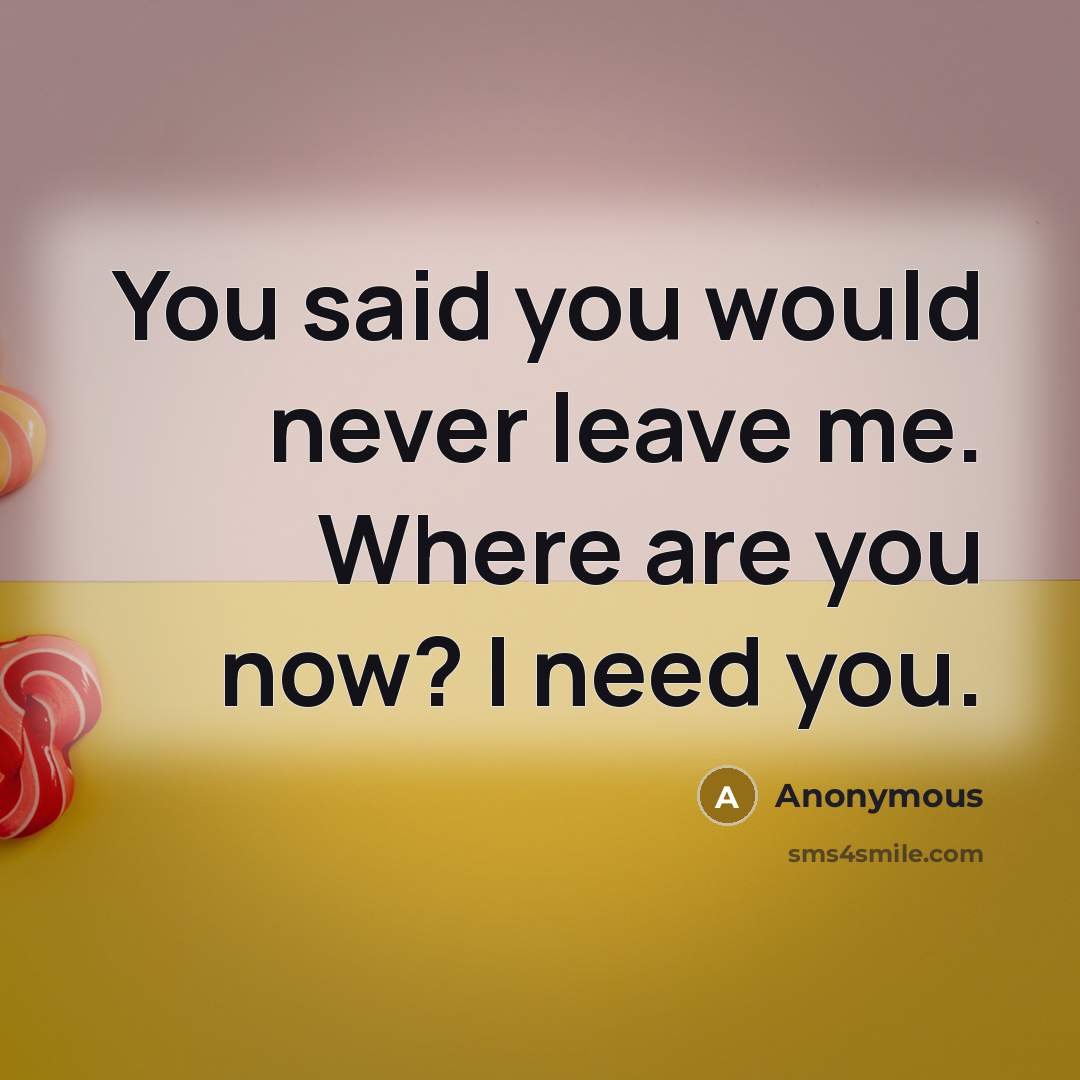 “You said you would never leave me. Where are you now? I need you.” quote by Anonymous