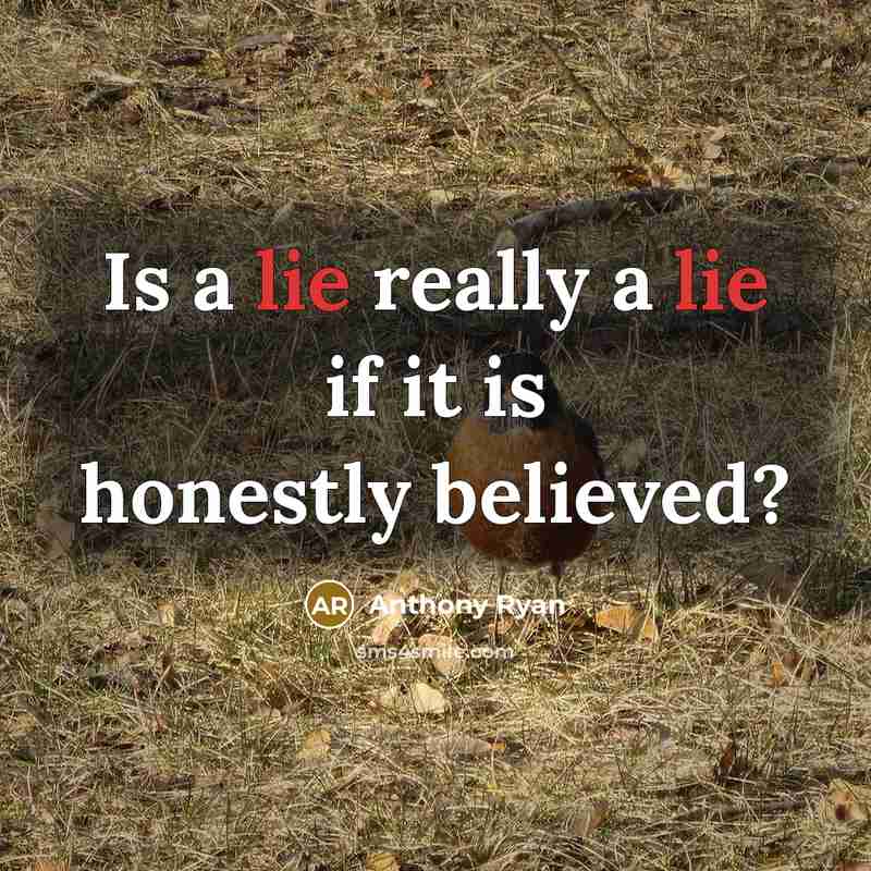 “Is a lie really a lie if it is honestly believed?” quote by Anthony Ryan
