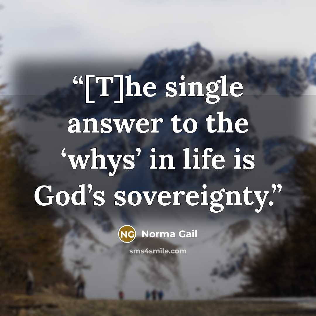 “[T]he single answer to the ‘whys’ in life is God’s sovereignty.” quote by Norma Gail