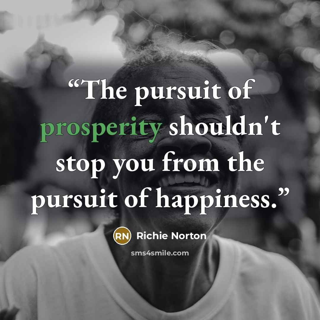 “The pursuit of prosperity shouldn't stop you from the pursuit of happiness.” quote by Richie Norton