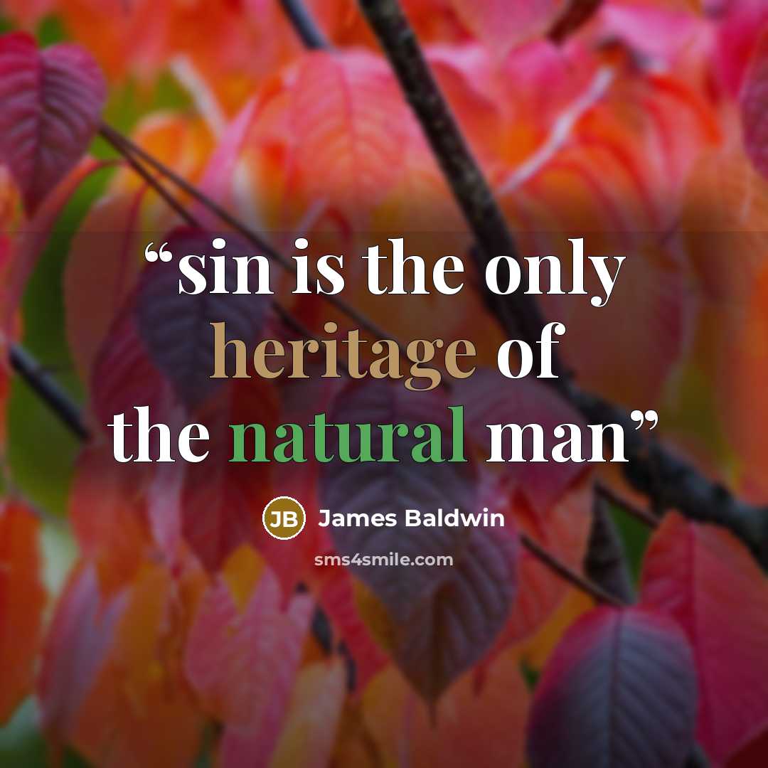 “sin is the only heritage of the natural man” quote by James Baldwin