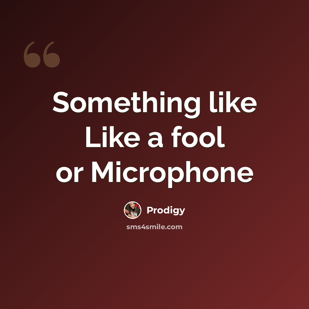 “Something like Like a fool or Microphone” quote by Prodigy