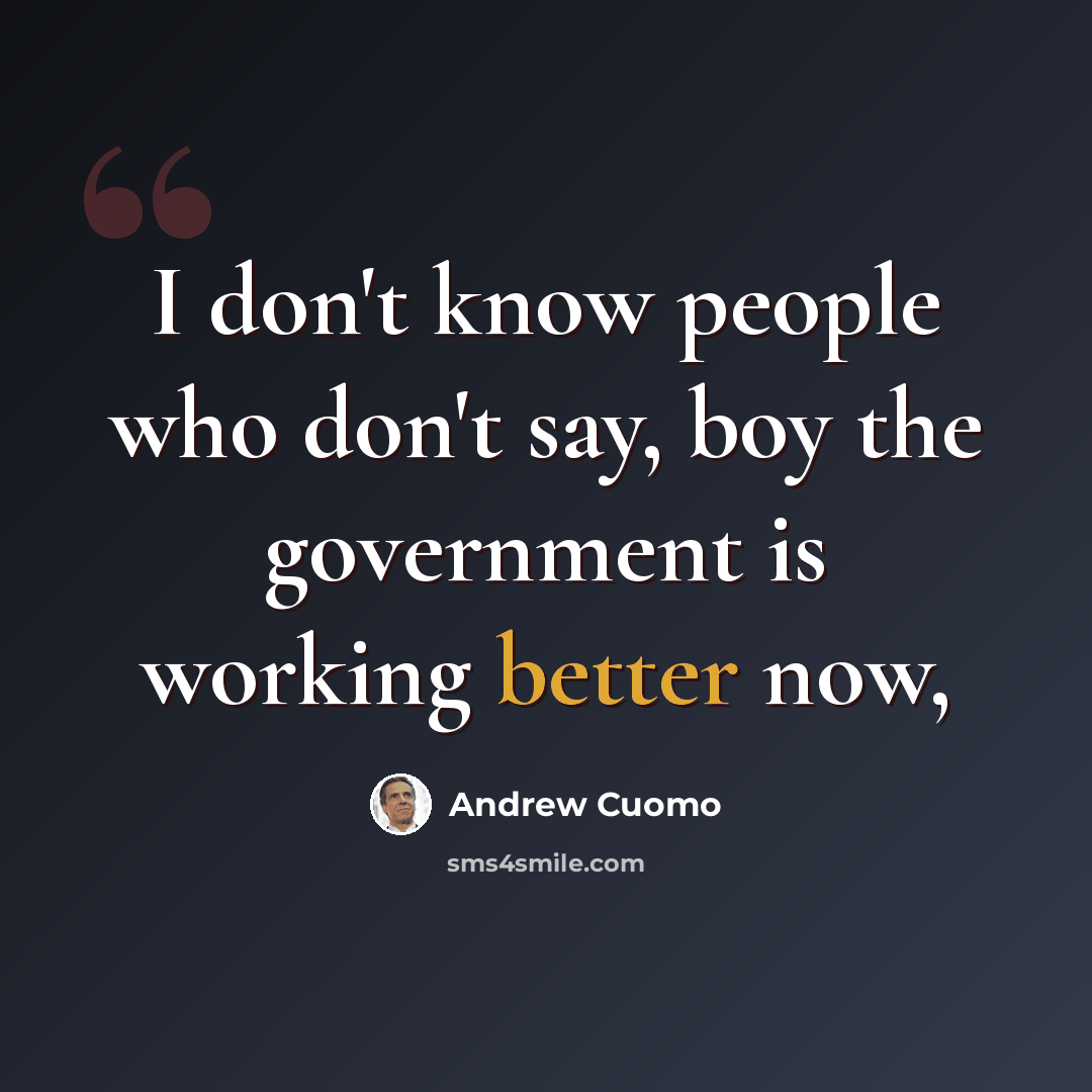 “I don't know people who don't say, boy the government is working better now,” quote by Andrew Cuomo