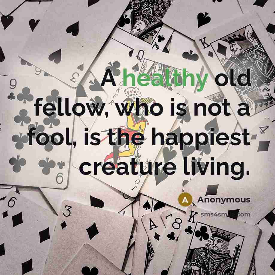 “A healthy old fellow, who is not a fool, is the happiest creature living.” quote by Anonymous