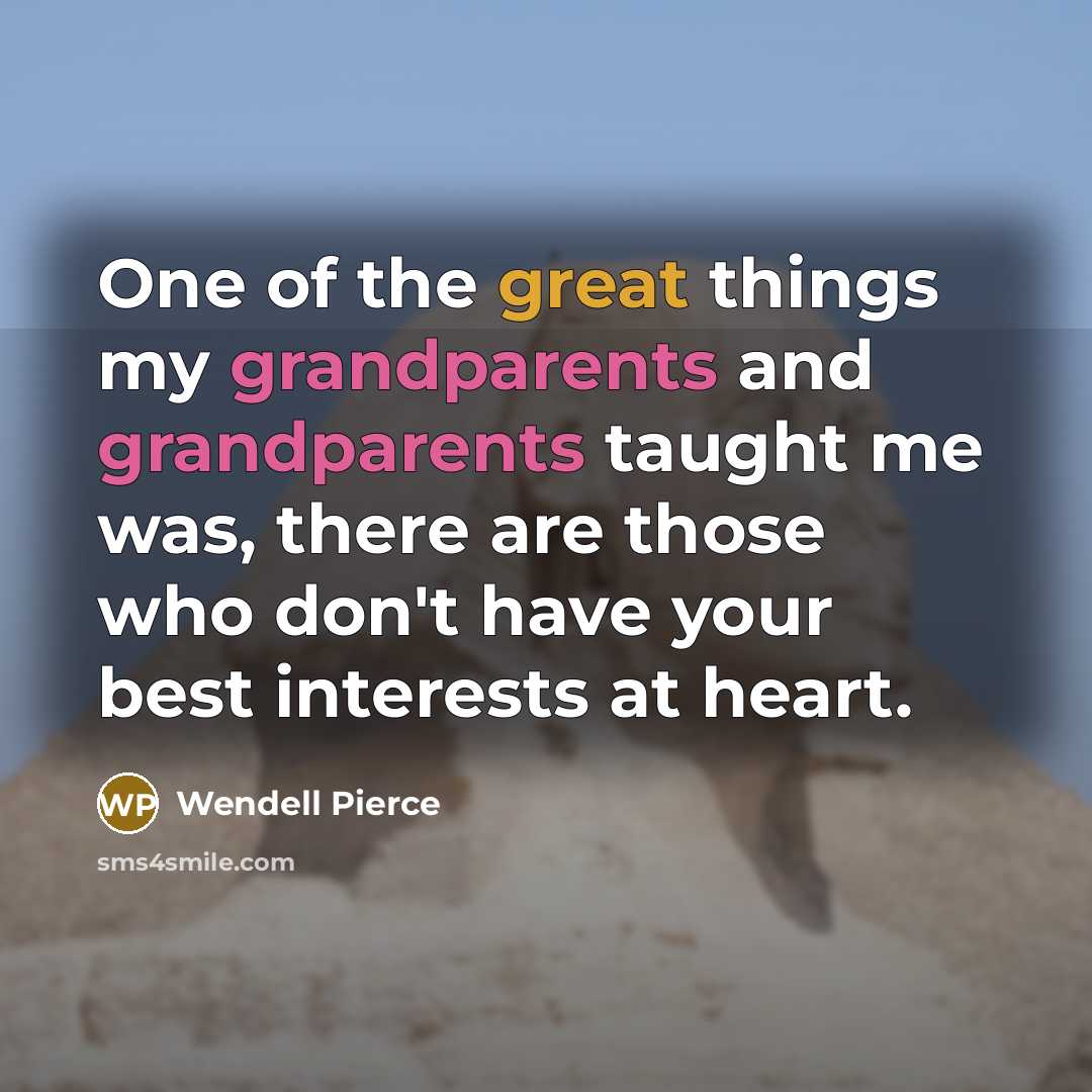 “One of the great things my grandparents and grandparents taught me was, there are those who don't have your best interests at heart.” quote by Wendell Pierce