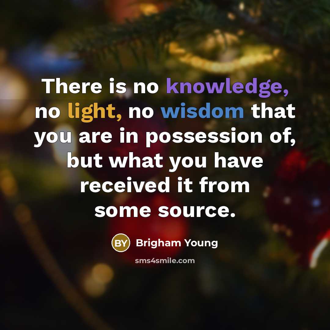 “There is no knowledge, no light, no wisdom that you are in possession of, but what you have received it from some source.” quote by Brigham Young