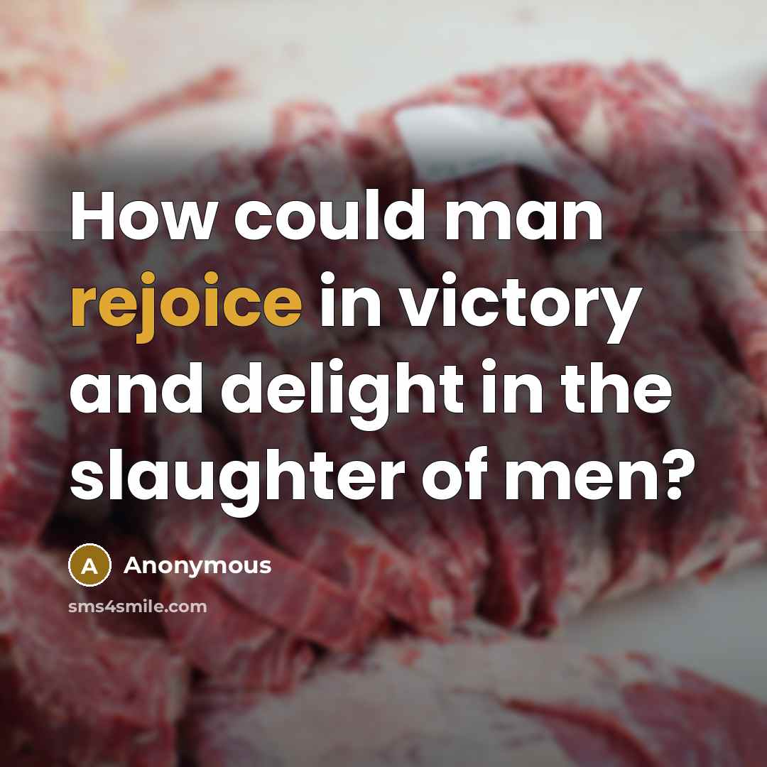 “How could man rejoice in victory and delight in the slaughter of men?” quote by Anonymous