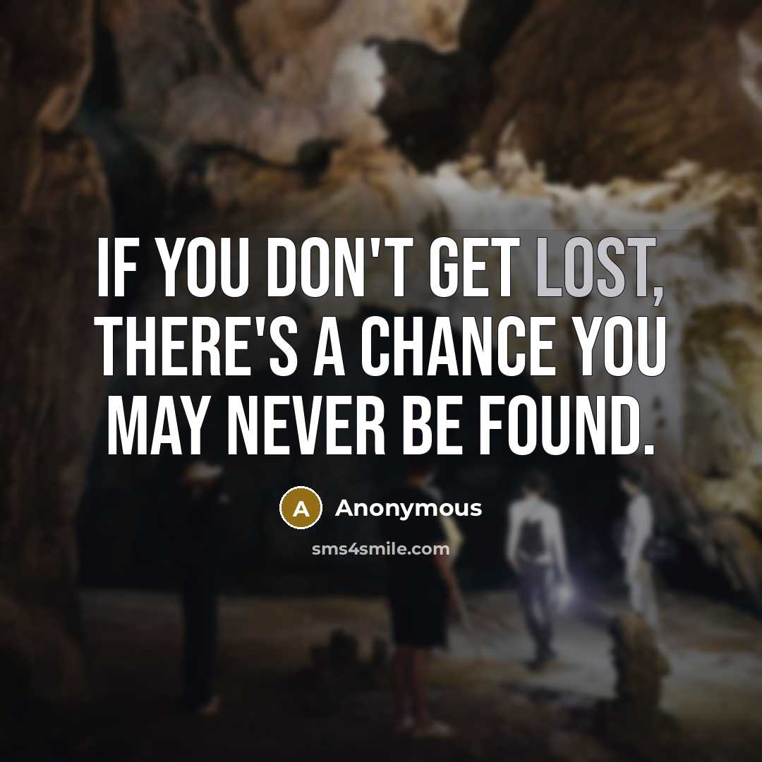 “If you don't get lost, there's a chance you may never be found.” quote by Anonymous