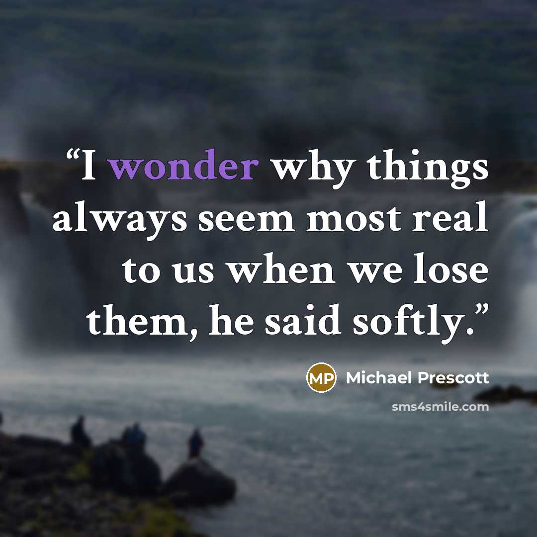 “I wonder why things always seem most real to us when we lose them, he said softly.” quote by Michael Prescott