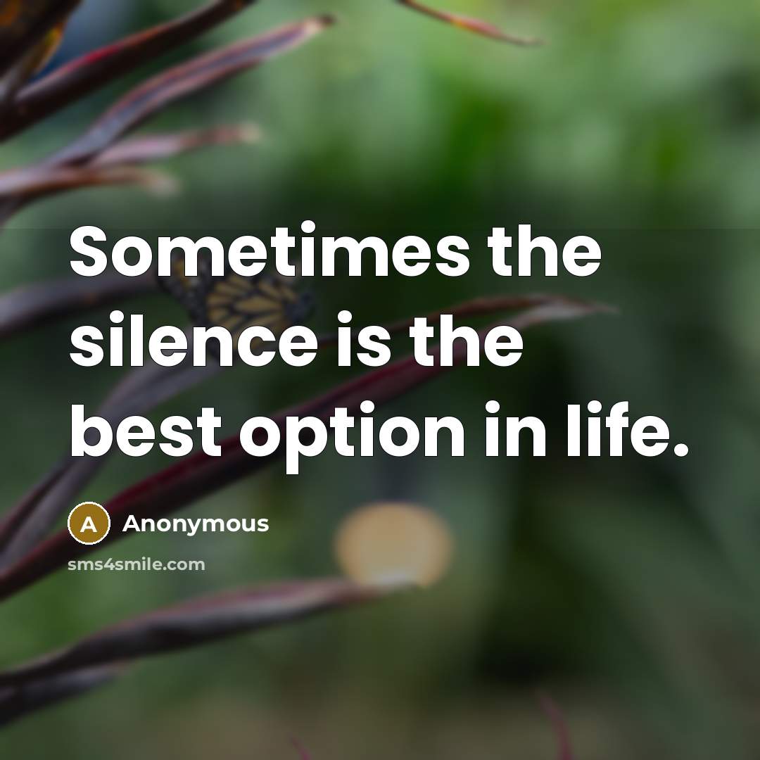 “Sometimes the silence is the best option in life.” quote by Anonymous