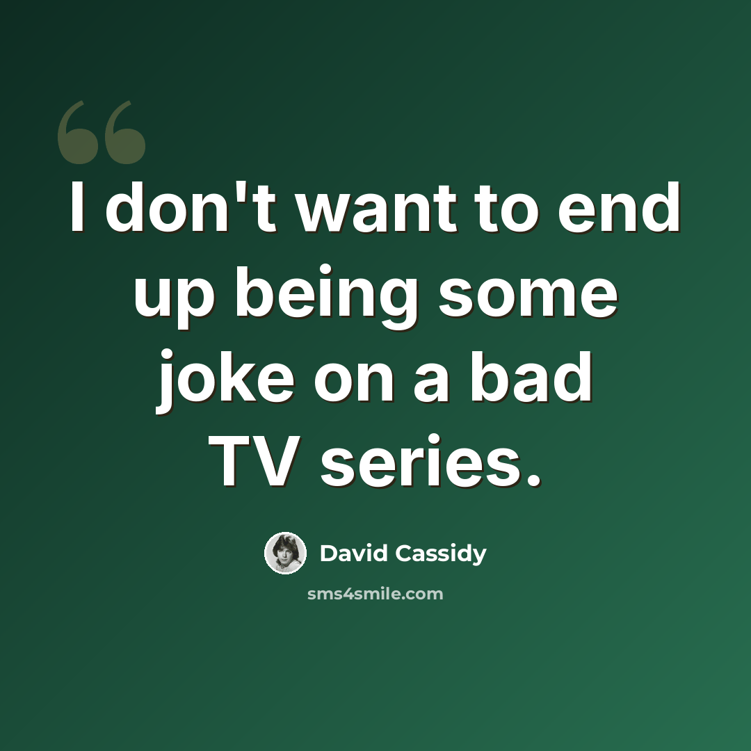 “I don't want to end up being some joke on a bad TV series.” quote by David Cassidy