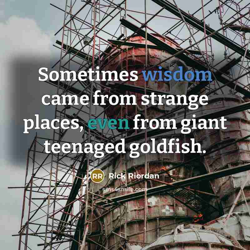 “Sometimes wisdom came from strange places, even from giant teenaged goldfish.” quote by Rick Riordan