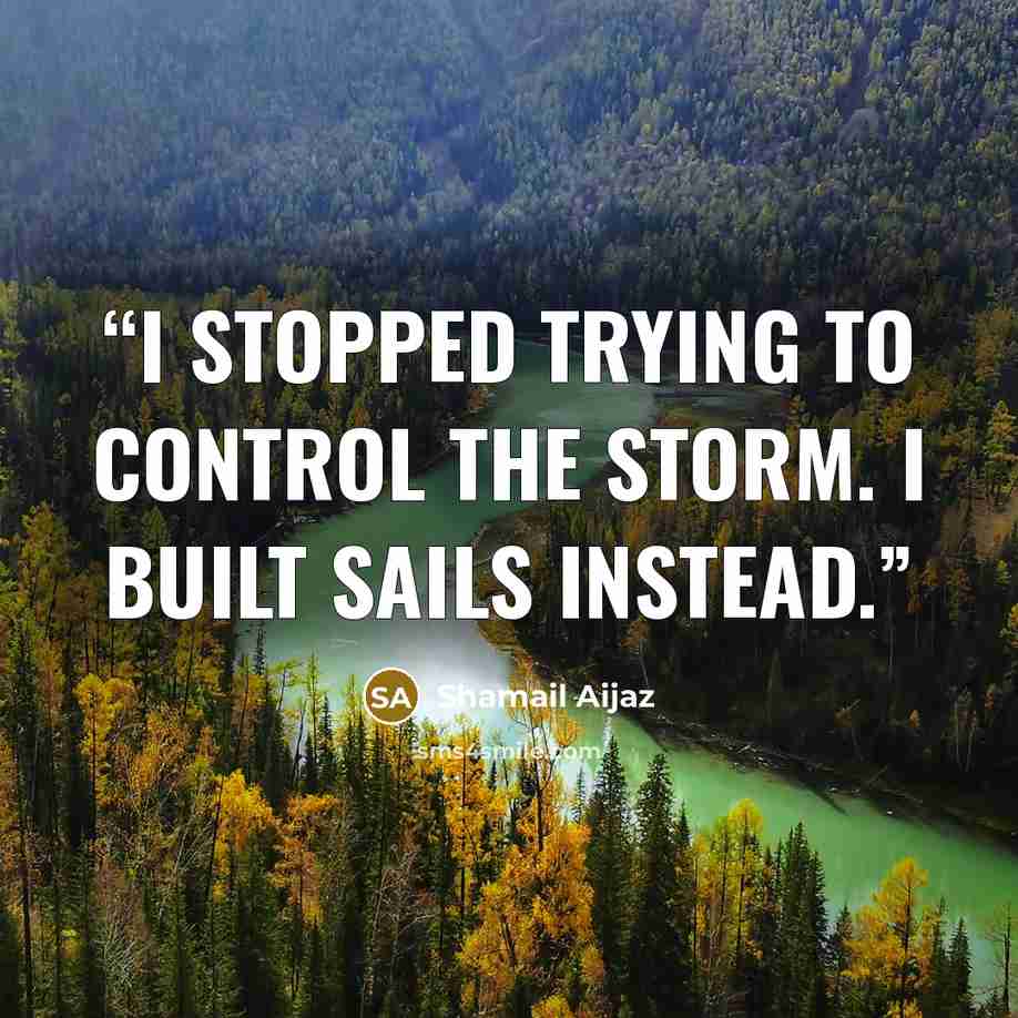 “I stopped trying to control the storm. I built sails instead.” quote by Shamail Aijaz