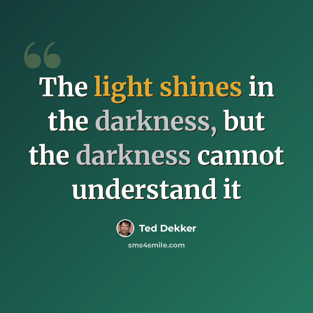 “The light shines in the darkness, but the darkness cannot understand it” quote by Ted Dekker