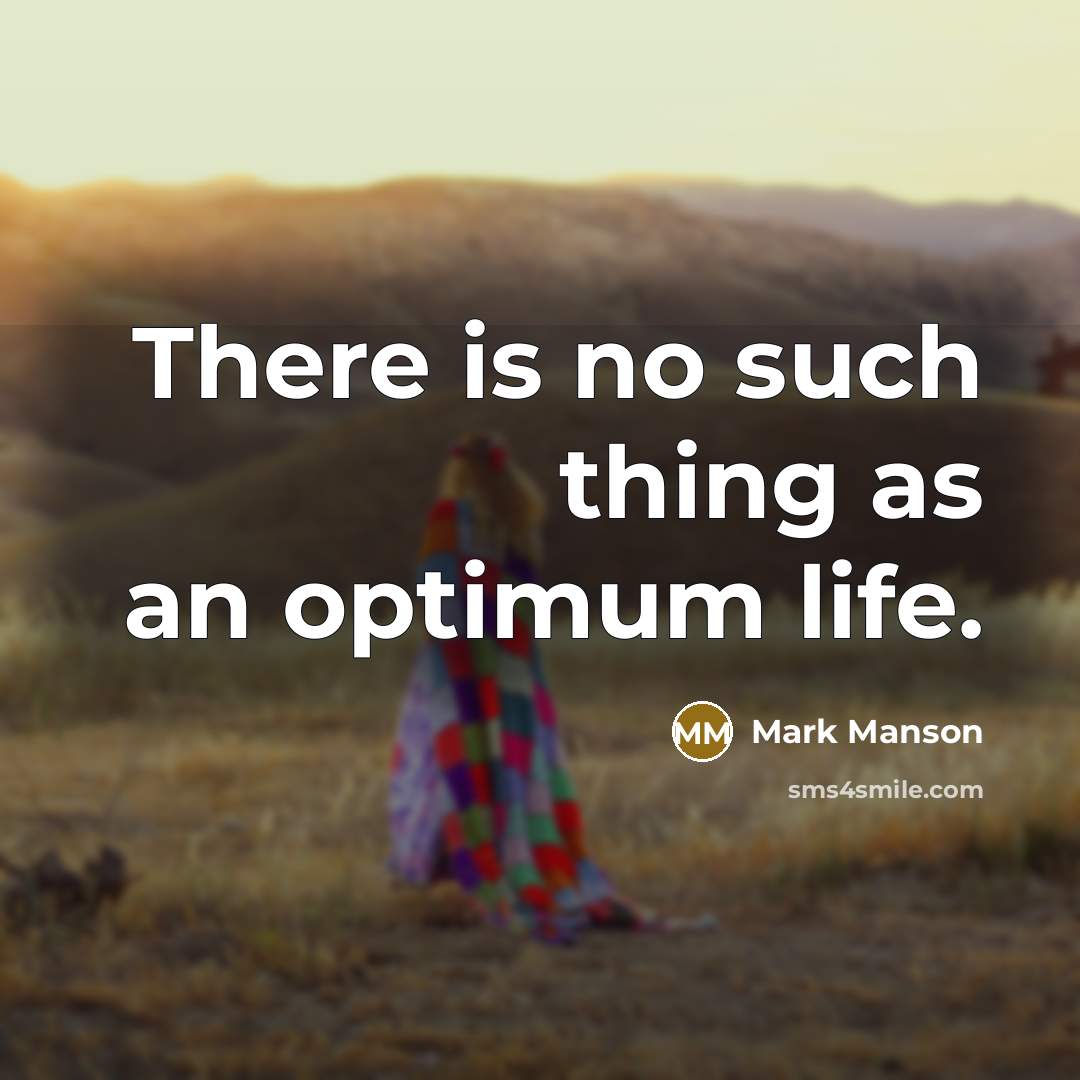 “There is no such thing as an optimum life.” quote by Mark Manson