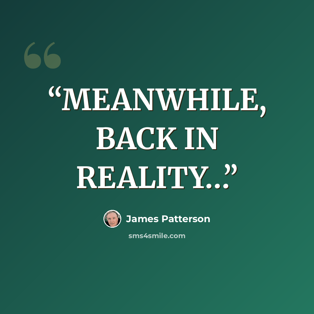 “MEANWHILE, BACK IN REALITY…” quote by James Patterson
