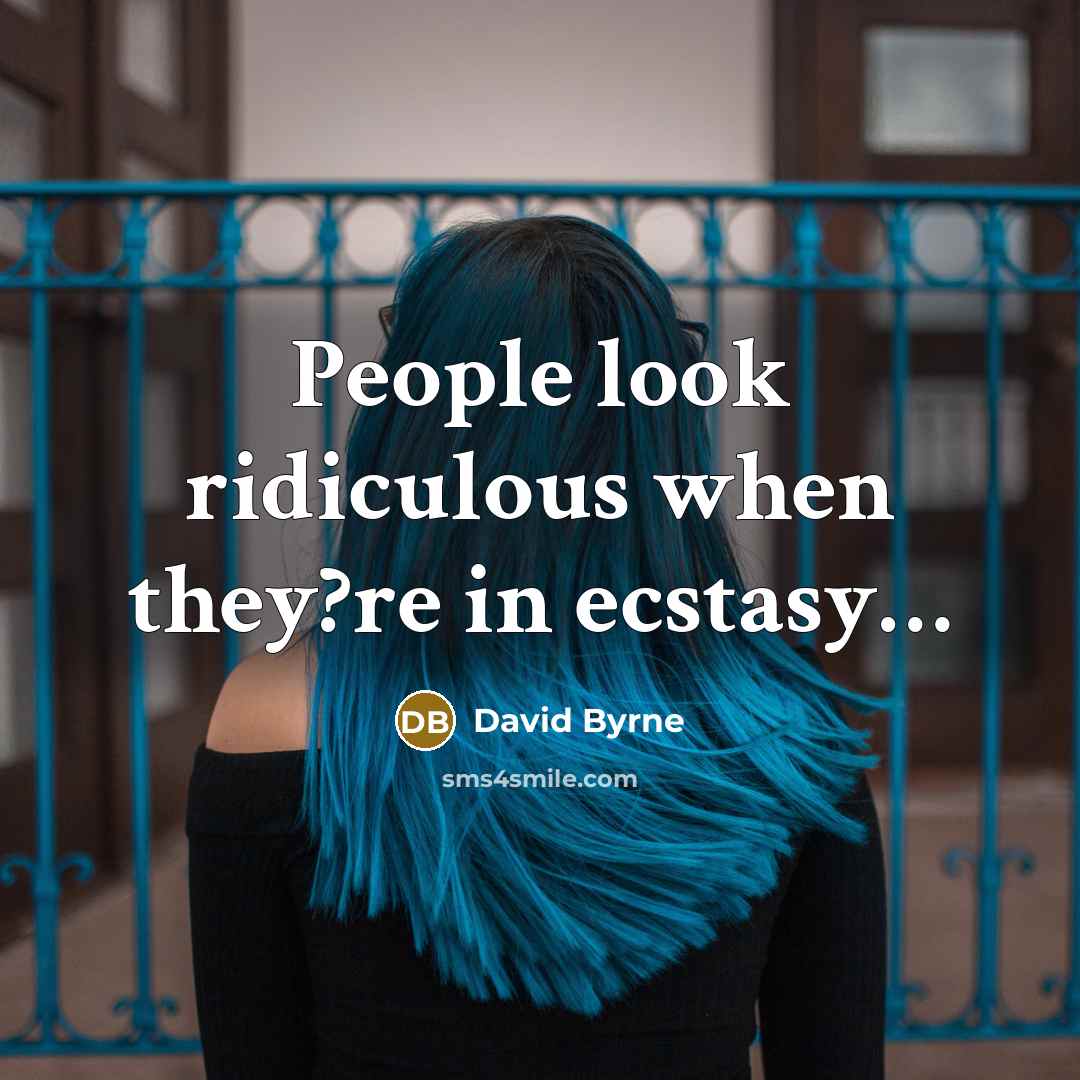 “People look ridiculous when they?re in ecstasy…” quote by David Byrne