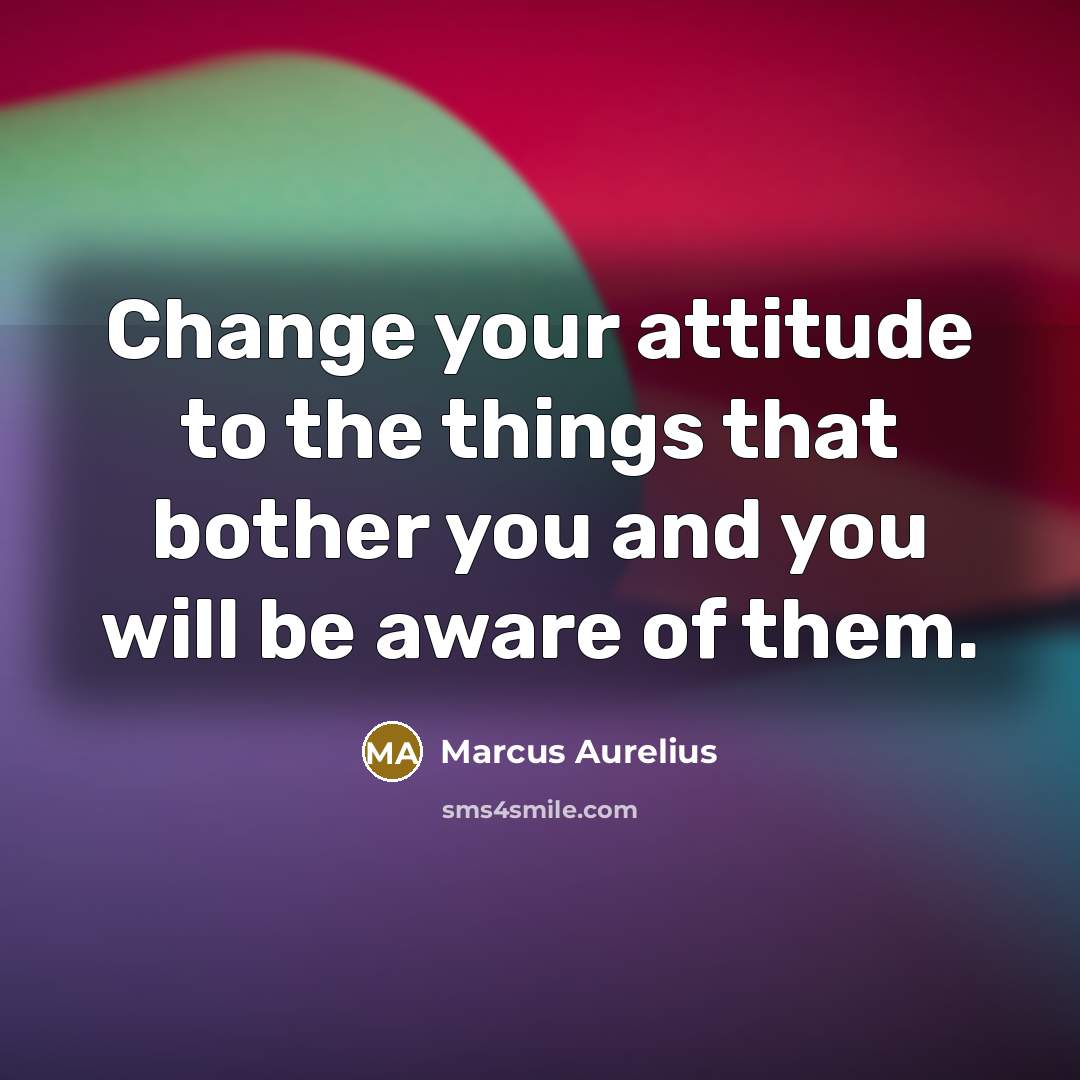 “Change your attitude to the things that bother you and you will be aware of them.” quote by Marcus Aurelius