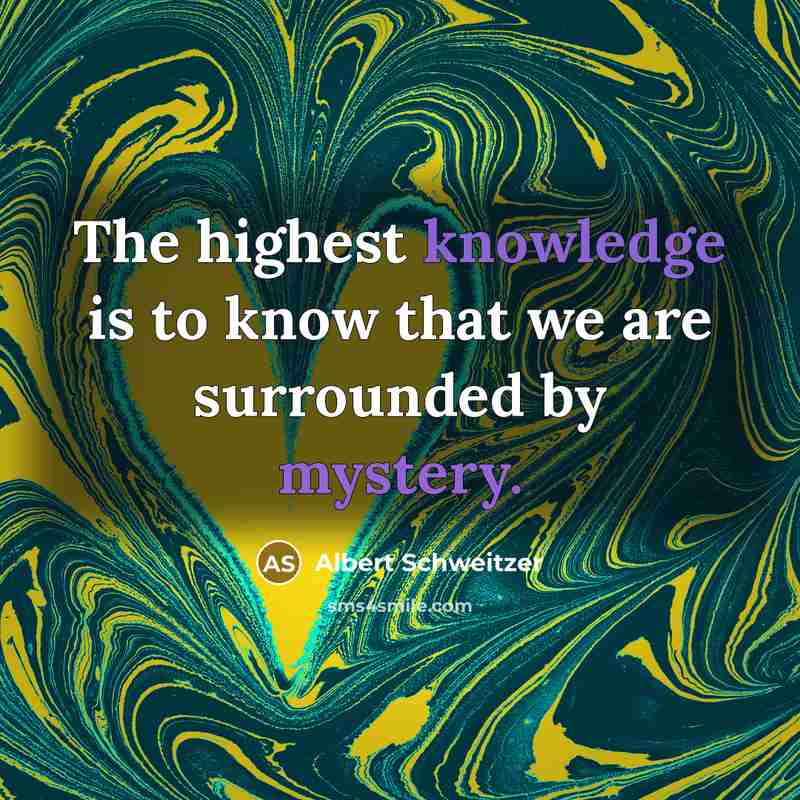 “The highest knowledge is to know that we are surrounded by mystery.” quote by Albert Schweitzer
