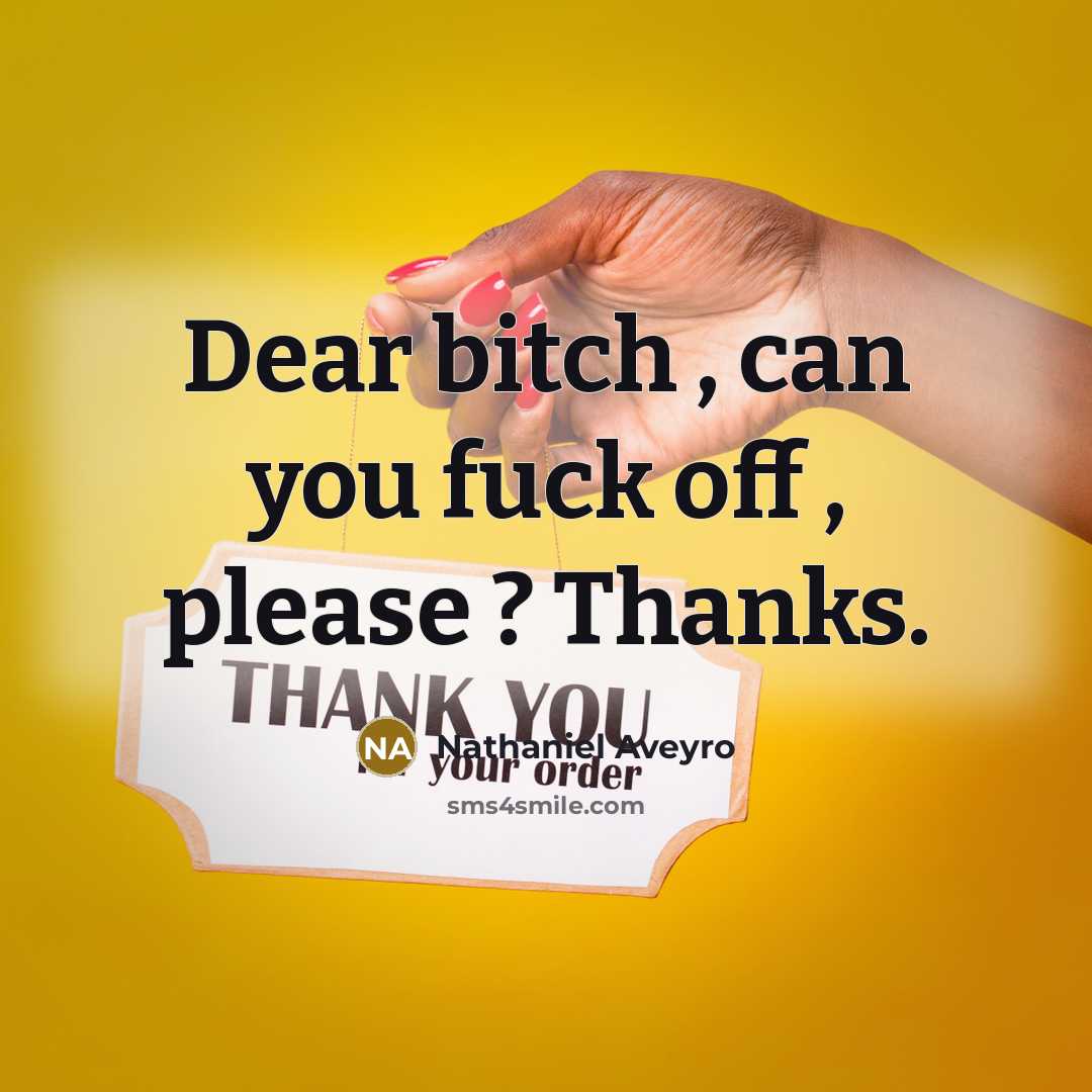 “Dear bitch , can you fuck off , please ? Thanks.” quote by Nathaniel Aveyro