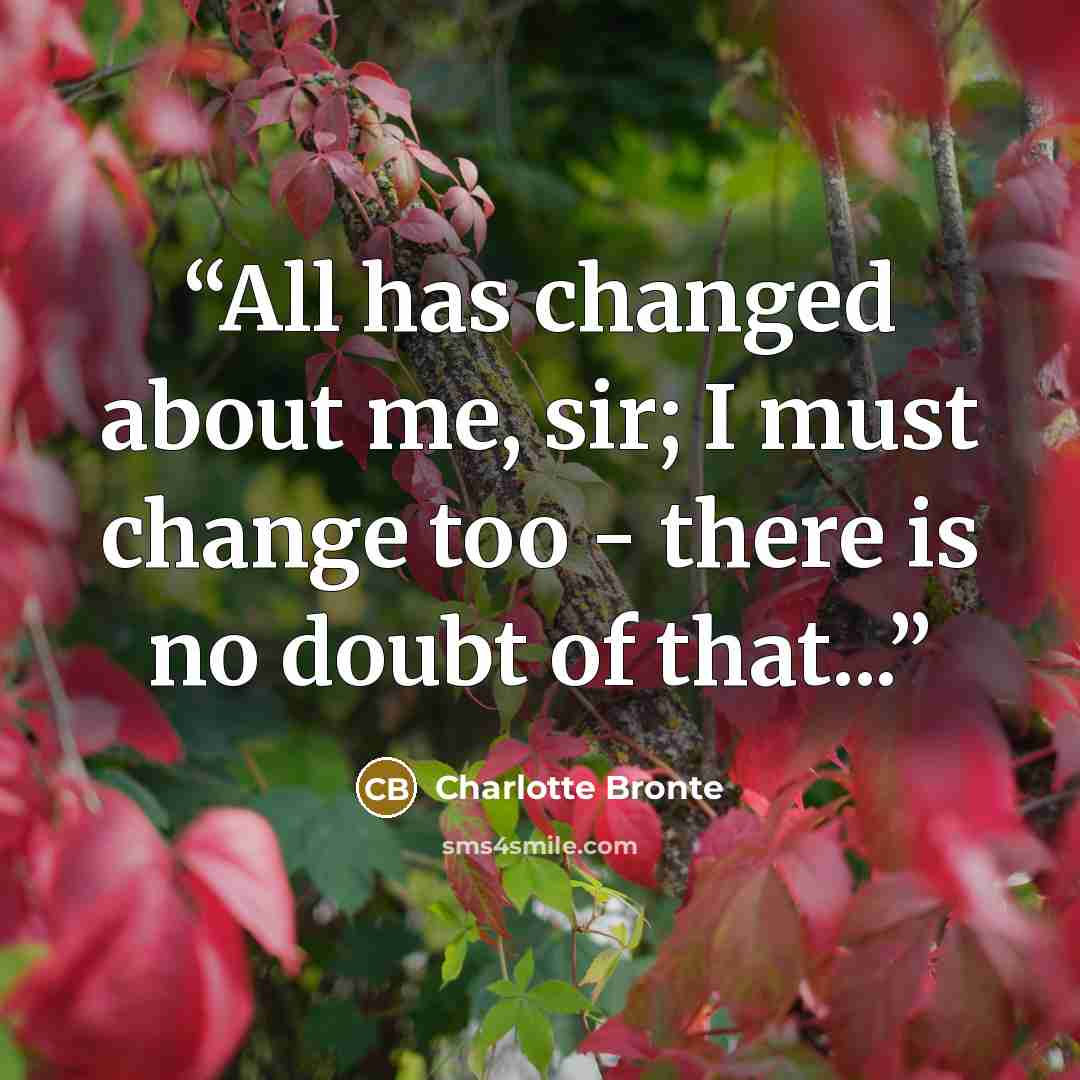 “All has changed about me, sir; I must change too - there is no doubt of that...” quote by Charlotte Brontë
